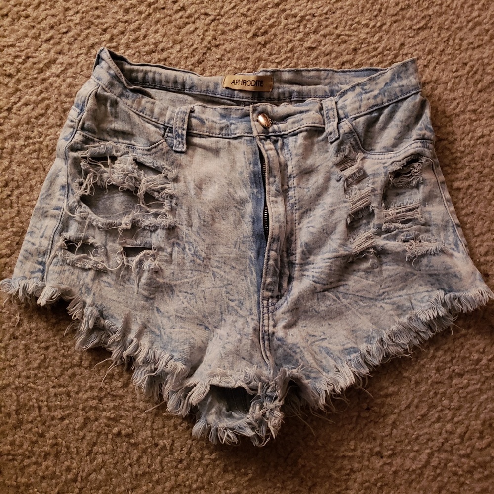 Cute Aphrodite blue Jean ripped shorts